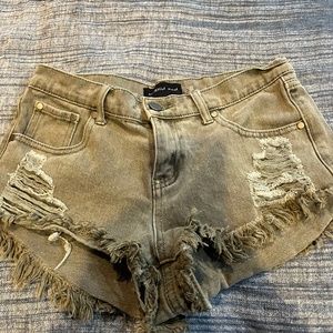 mustard seed distressed jean shorts
